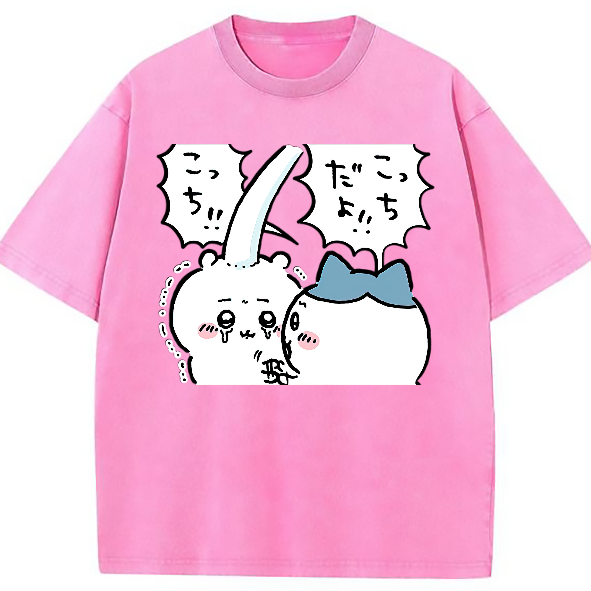 （画像用） ちいかわ ハチワレ Chii-kawa hachiware 綿100% ヴィンテージ風 半袖Tシャツ（フロントプリント）